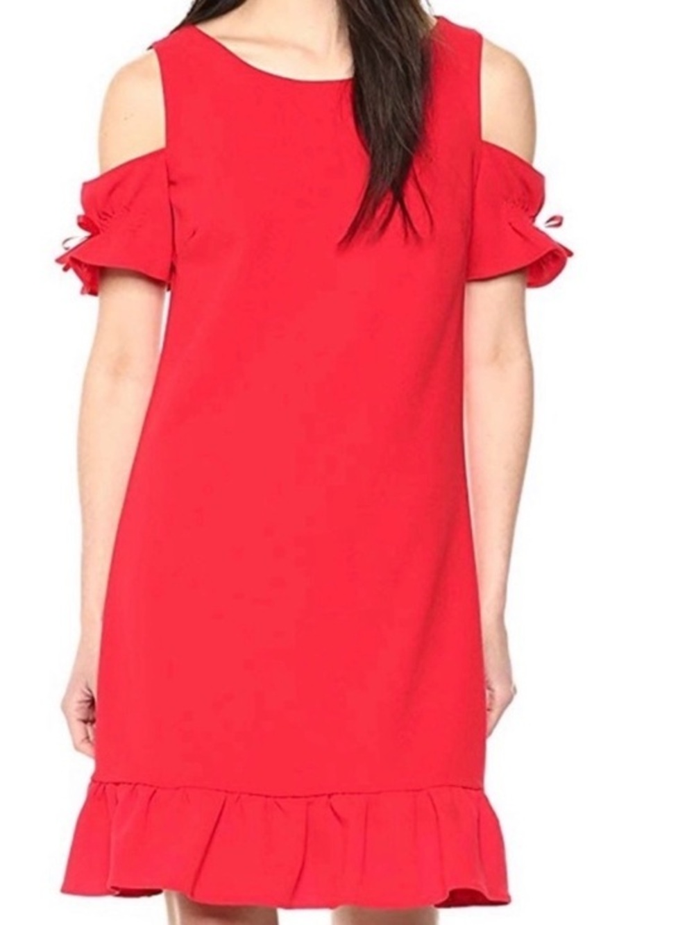 Betsy Johnson Cold-Shoulder Ruffle Hem Dress